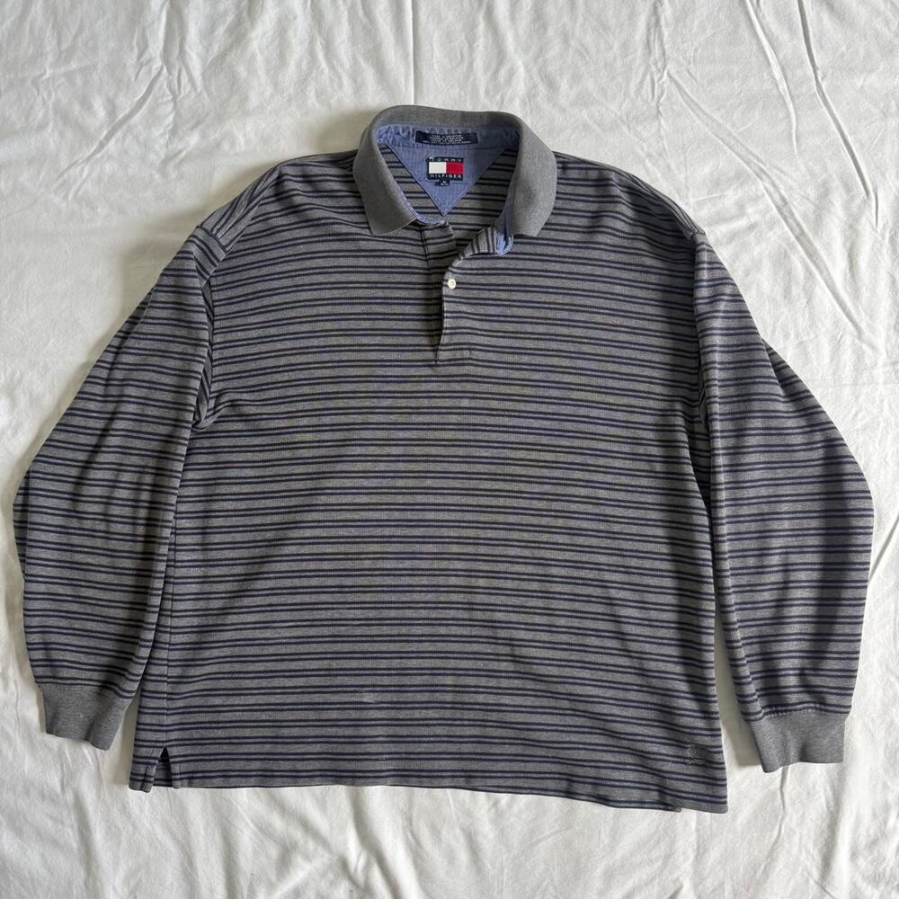 Vintage Tommy Hilfiger Striped Long Sleeve Polo Shirt Men’s XL 90s